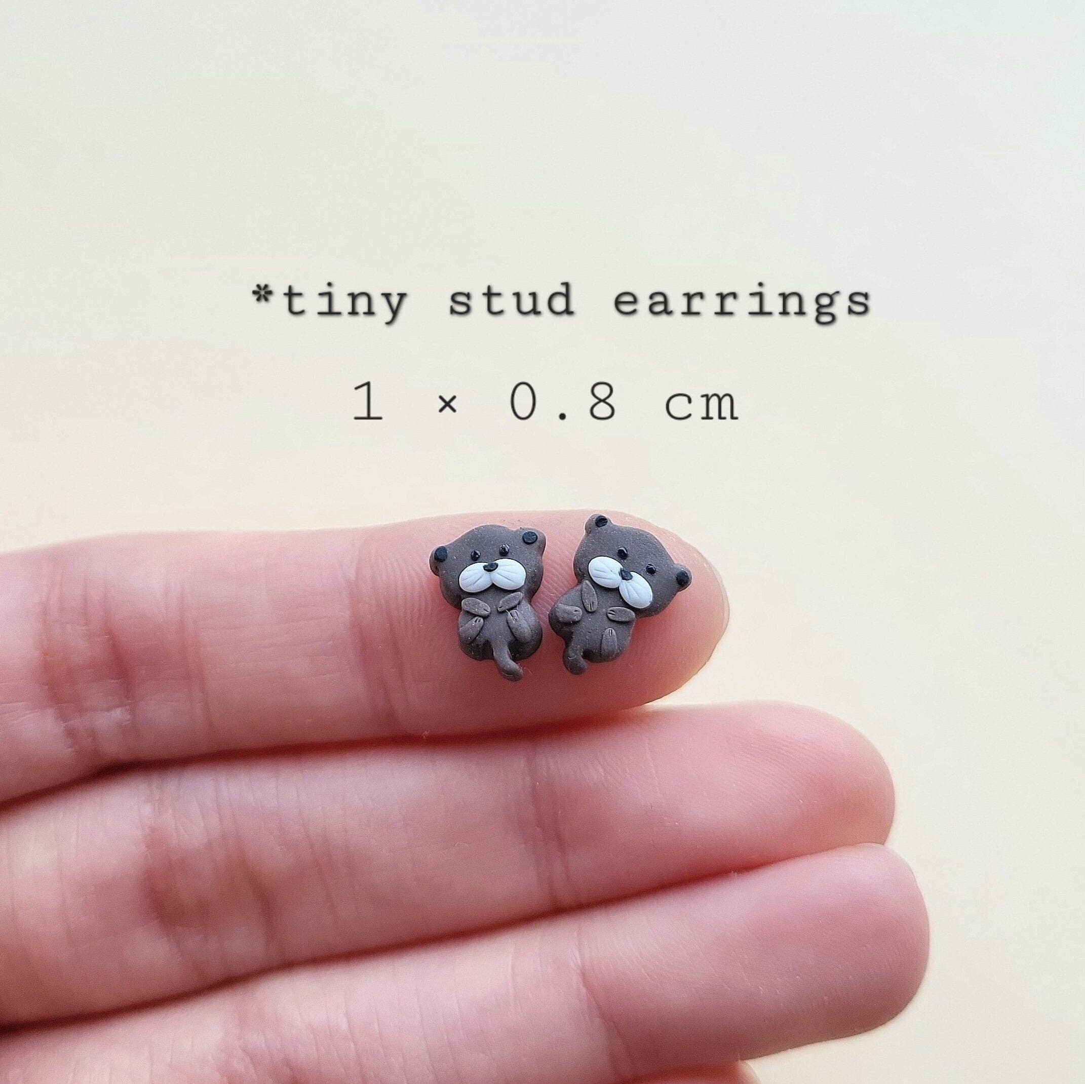 NoomCottageClay - Wholesale Stud/Post Earrings - Tiny Otter Stud Earrings | Cute Animal Jewelry1
