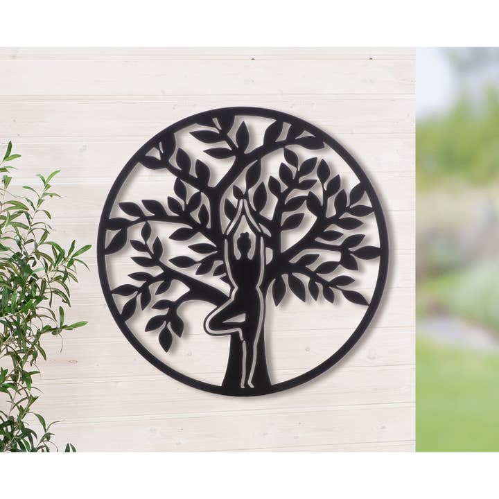 black Namaste round wall relief, h.60 cm for wholesale on Faire1