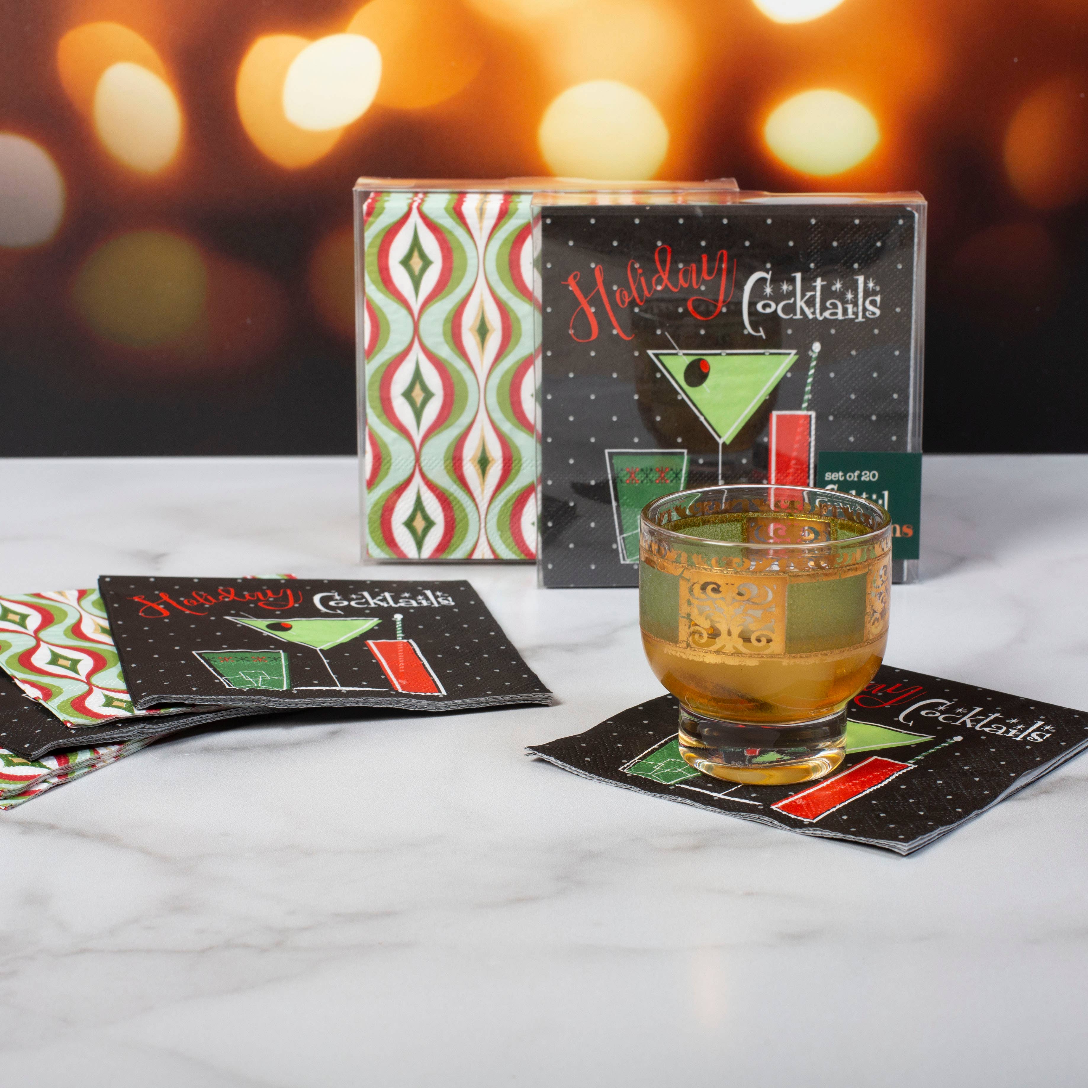 Mod Lounge Paper Company – wholesale Disposable napkin – Holiday Cocktails Mid Century Modern Beverage Napkin5