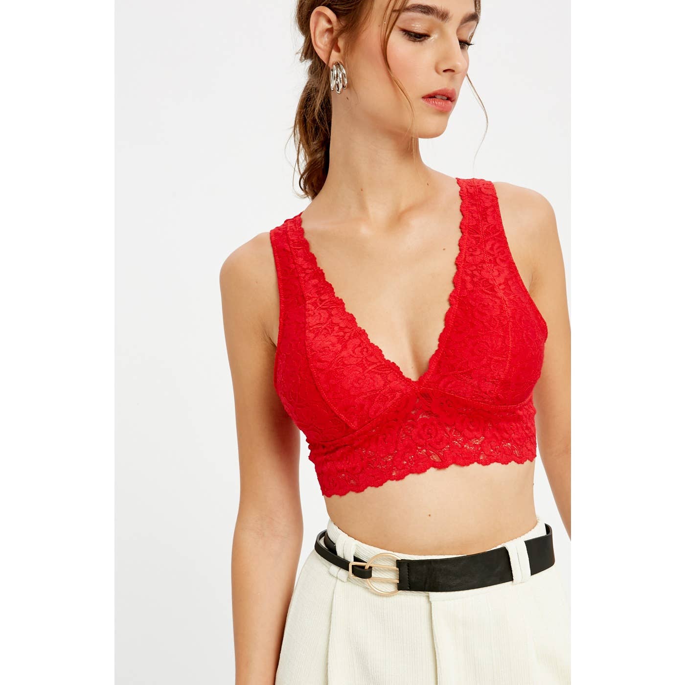Wishlist Apparel - Vente Brassière – femme - BRASSIÈRE REMBOURRÉE À COL EN V EN DENTELLE FESTONNÉE/T8233_P16