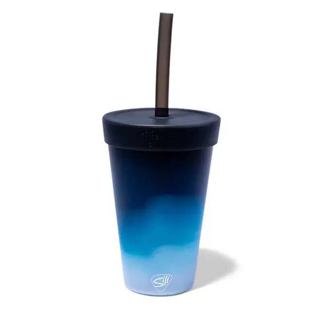 Silipint - Wholesale Insulated Mug/Tumbler - 16 oz Silicone Silipint Straw Tumbler - Moon Beam