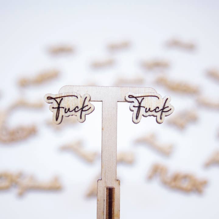 LNZ Custom Design - Wholesale Stud/Post Earrings - Fuck Studs - Wood Earrings - Laser Cut