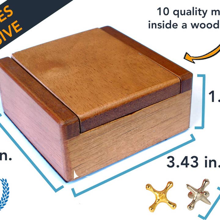 Wood Expressions - Venta al por mayor Juegos de mesa - Clavijas metálicas anticuadas en una caja de madera2