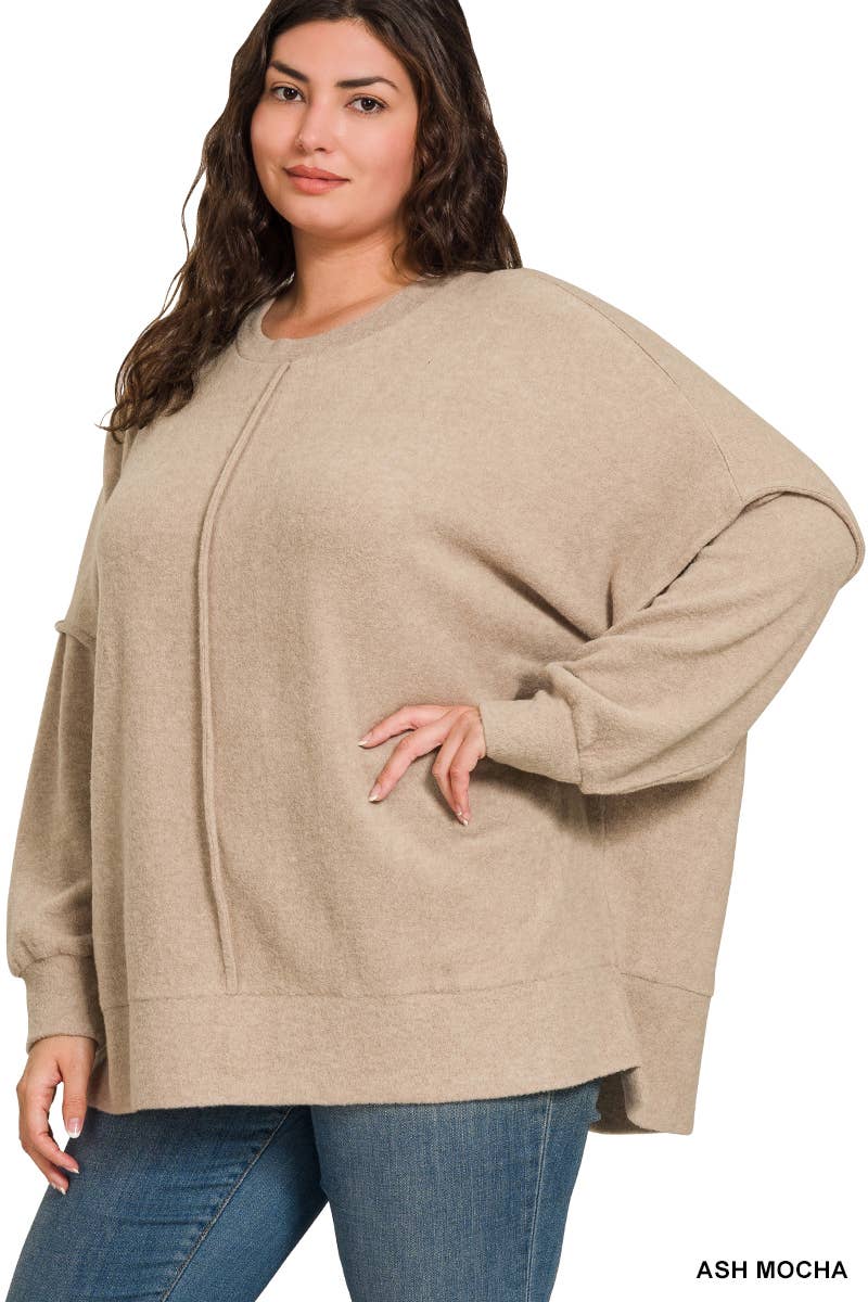 Vanilla Monkey – Engroshandel Pullover - Dame – Plus Børstet Melange Hacci Overdimensioneret Sweater0