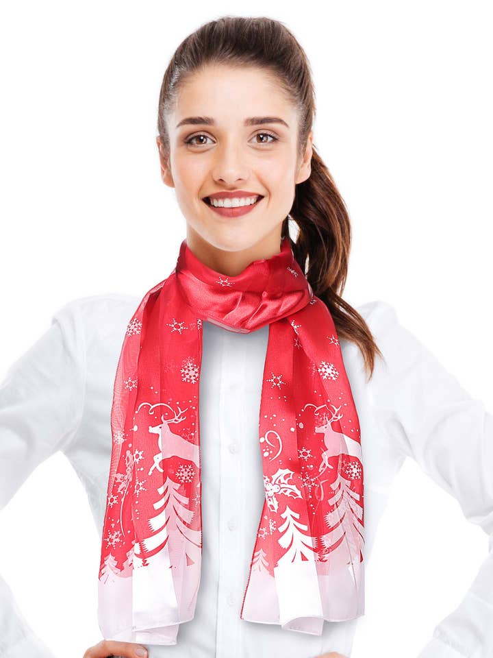 Christmas Winter Day Scarf - Silky Feeling Scarf for wholesale by Cube Enterprise