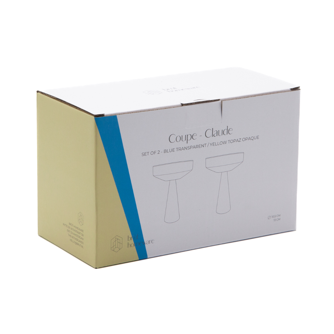 Brût Home and Glassware - Vente Verres à cocktail/alcool - Coupe à Champagne Claude | ensemble de 2 | bleu/topaze5