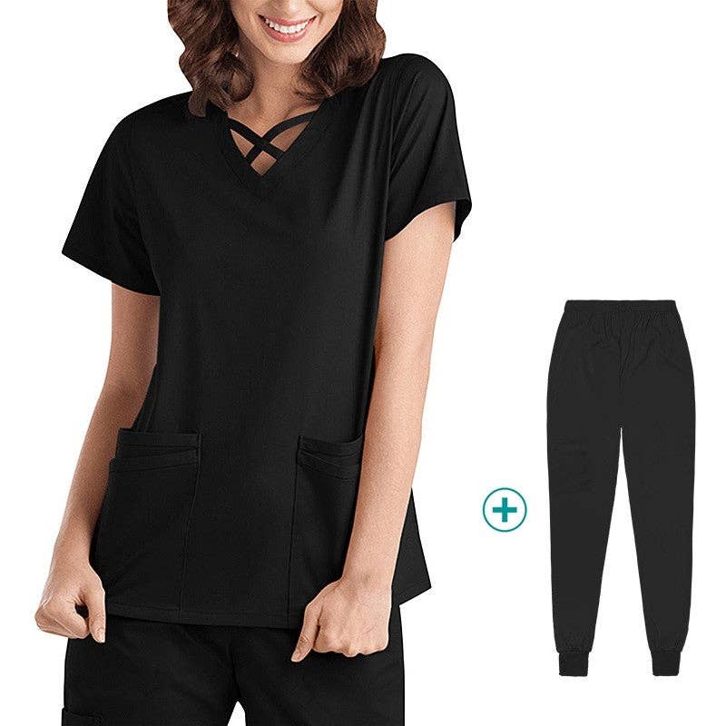 FurDecoration - Wholesale Healthcare uniform – Women's - Short Sleeve Straight Leg Scrub Suit2