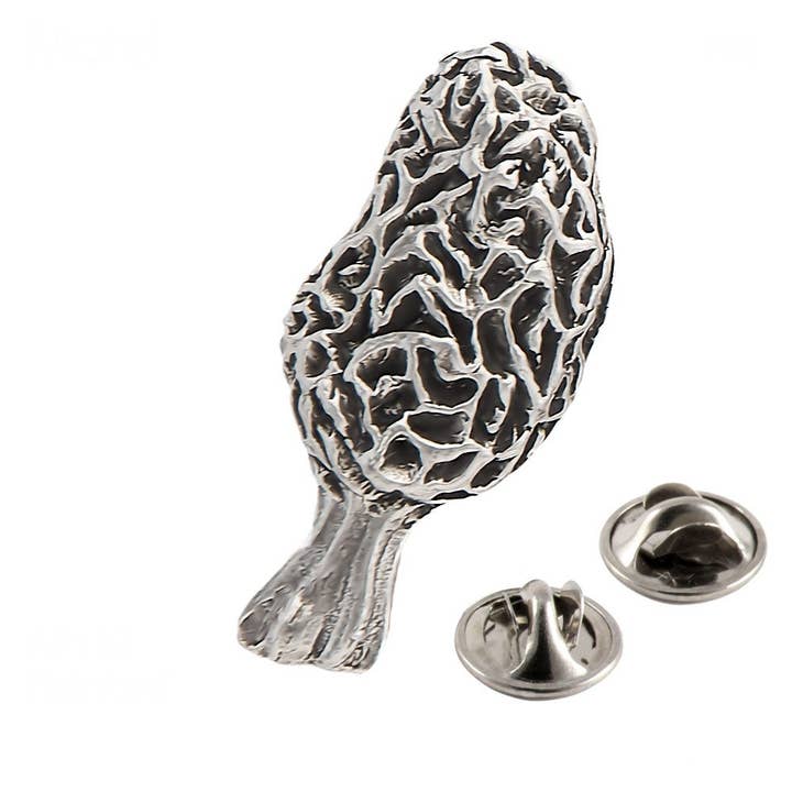 Morel Mushroom Pewter Lapel Pin Brooch, A133 for wholesale by Creative Pewter Designs
