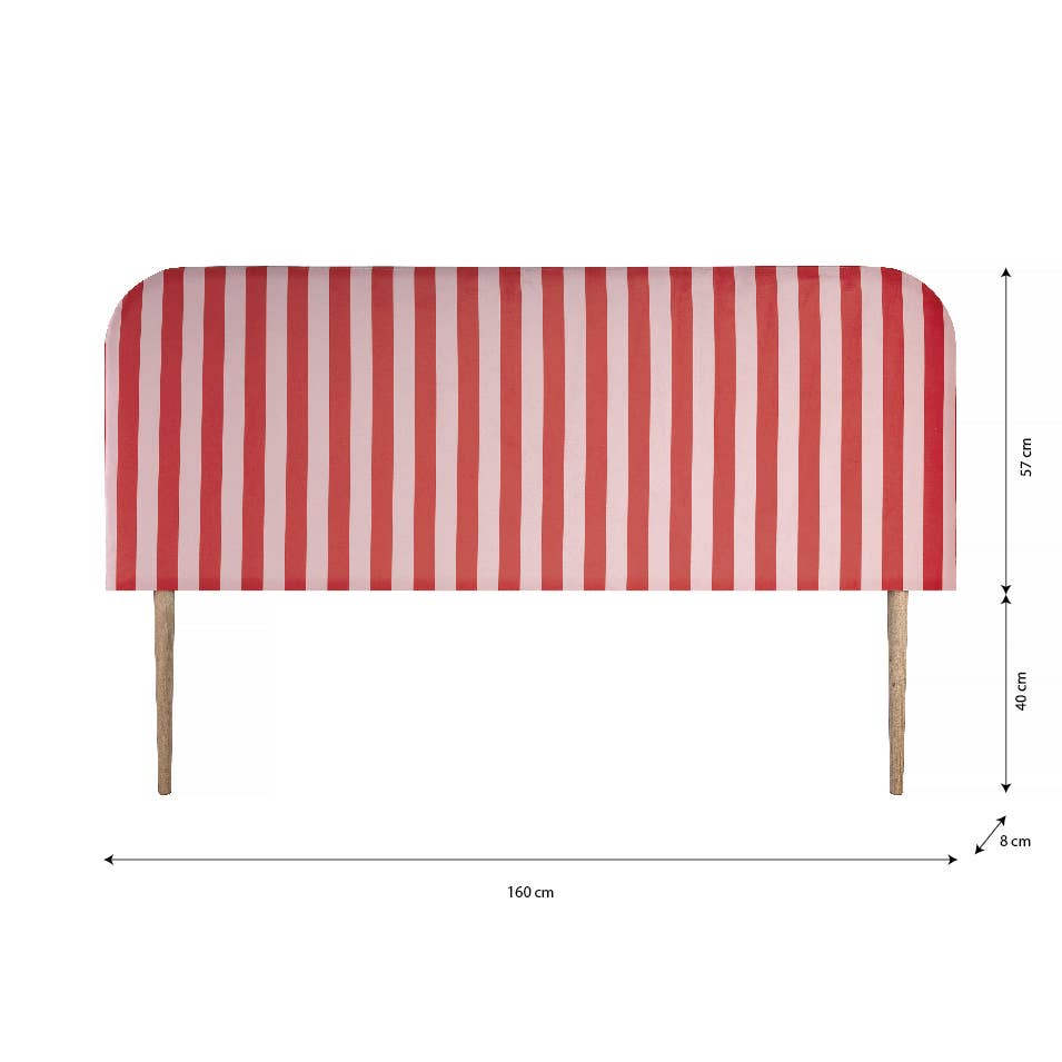 Really Nice Things - Wholesale Headboard - Striped red and pink velvet upholstered headboard4