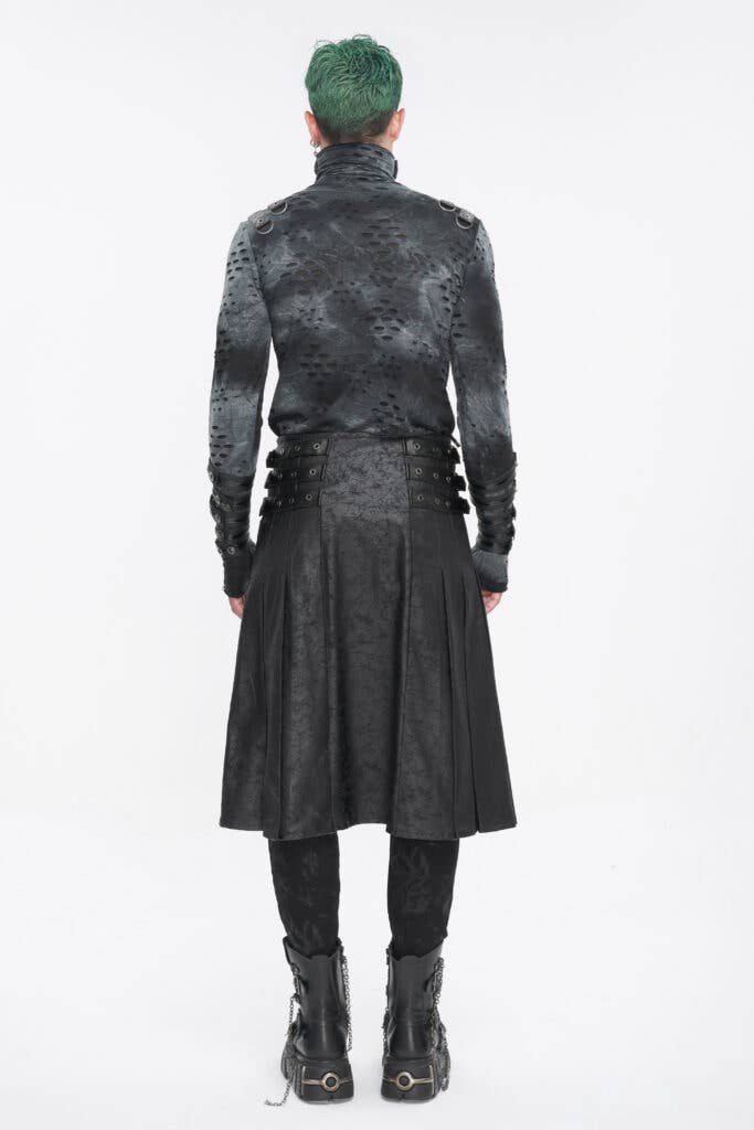 Black SKT186 - PU pleather kilt with chains for wholesale on Faire6