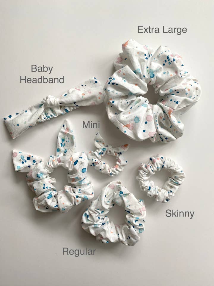 Confetti Scrunchies and Hair Accessories, Multiple Sizes for wholesale by Hand Stitched In Love