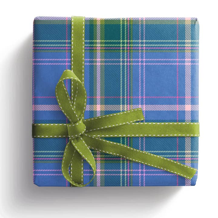 Tartan Wrapping Paper - Blue Mix for wholesale by Ilana Ewing Designs