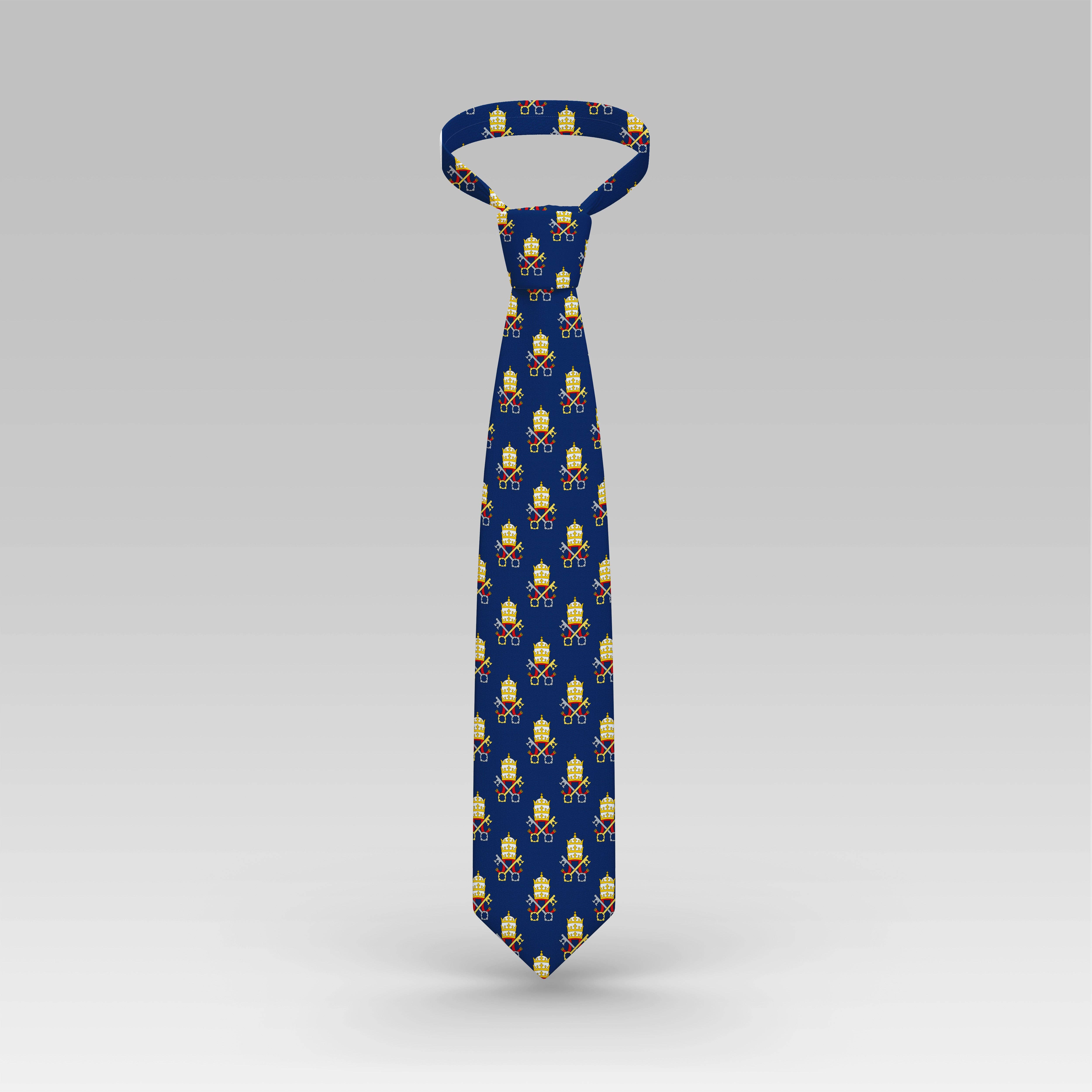 ProselyTies - Wholesale Necktie - Men's - Papal Tiara and Keys Necktie Navy1