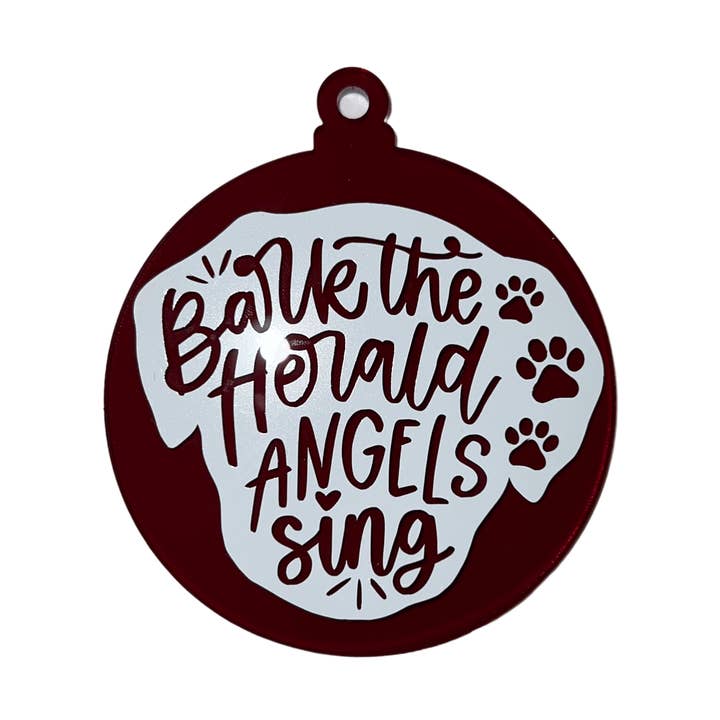 Bark The Herald Angels Sing Tree Ornament for wholesale by Uppercrufts, LLC