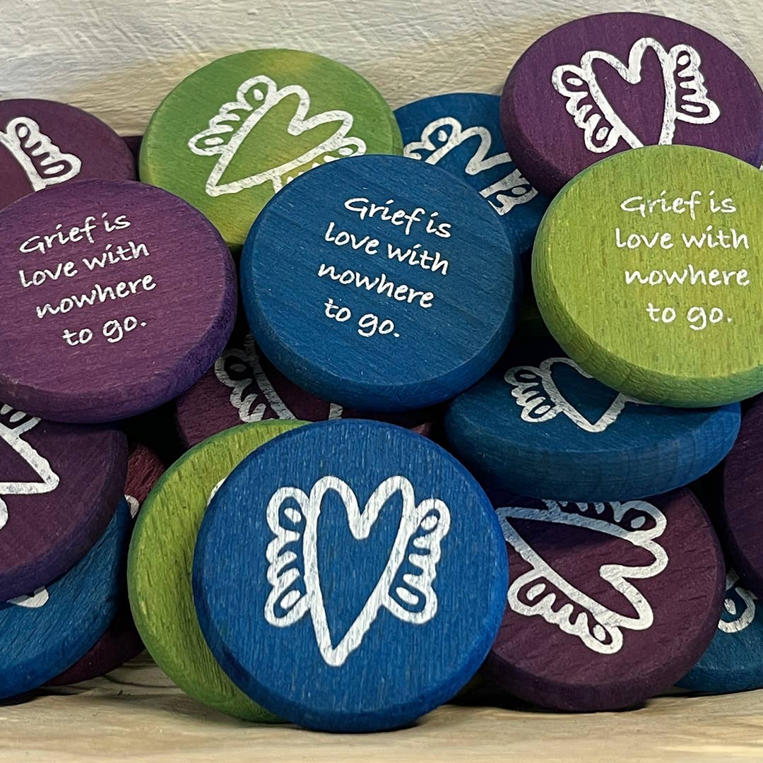 SHOPGIVECOURAGE - Wholesale Keepsake Coin/Token - Grief Support Wood Coin Token - Grief is love0
