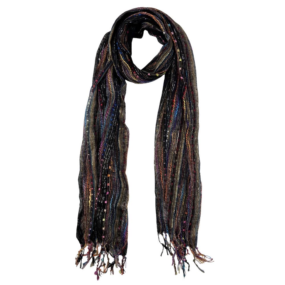 Humble Hilo – wholesale Scarf – Women's – Humble Hilo Multicolored Thread Artisan Scarf102