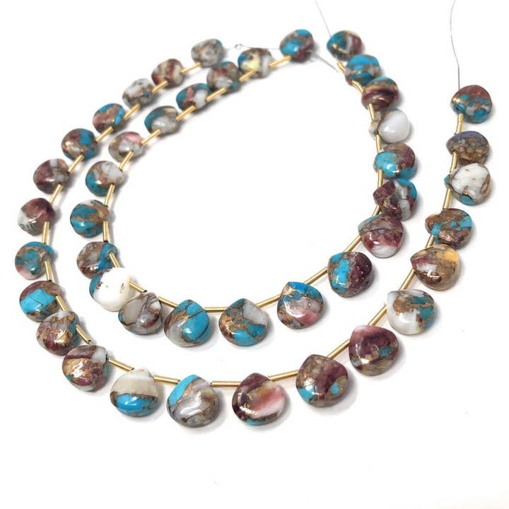 Oyster Kupfer Türkis Edelstein Perlen, Türkis Perlen, Großhandel Bulk Perlen für DIY Schmuck machen, Schmuckzubehör, 8,5 x 8,5 mm, 22 Stück für den Großhandel von Akstar Gems