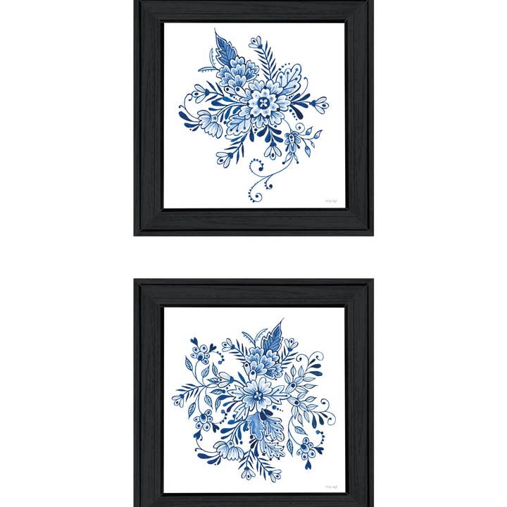 « Delph Designs of Blue and White Florals », cadre anthracite pour la vente par Trendy Decor 4U