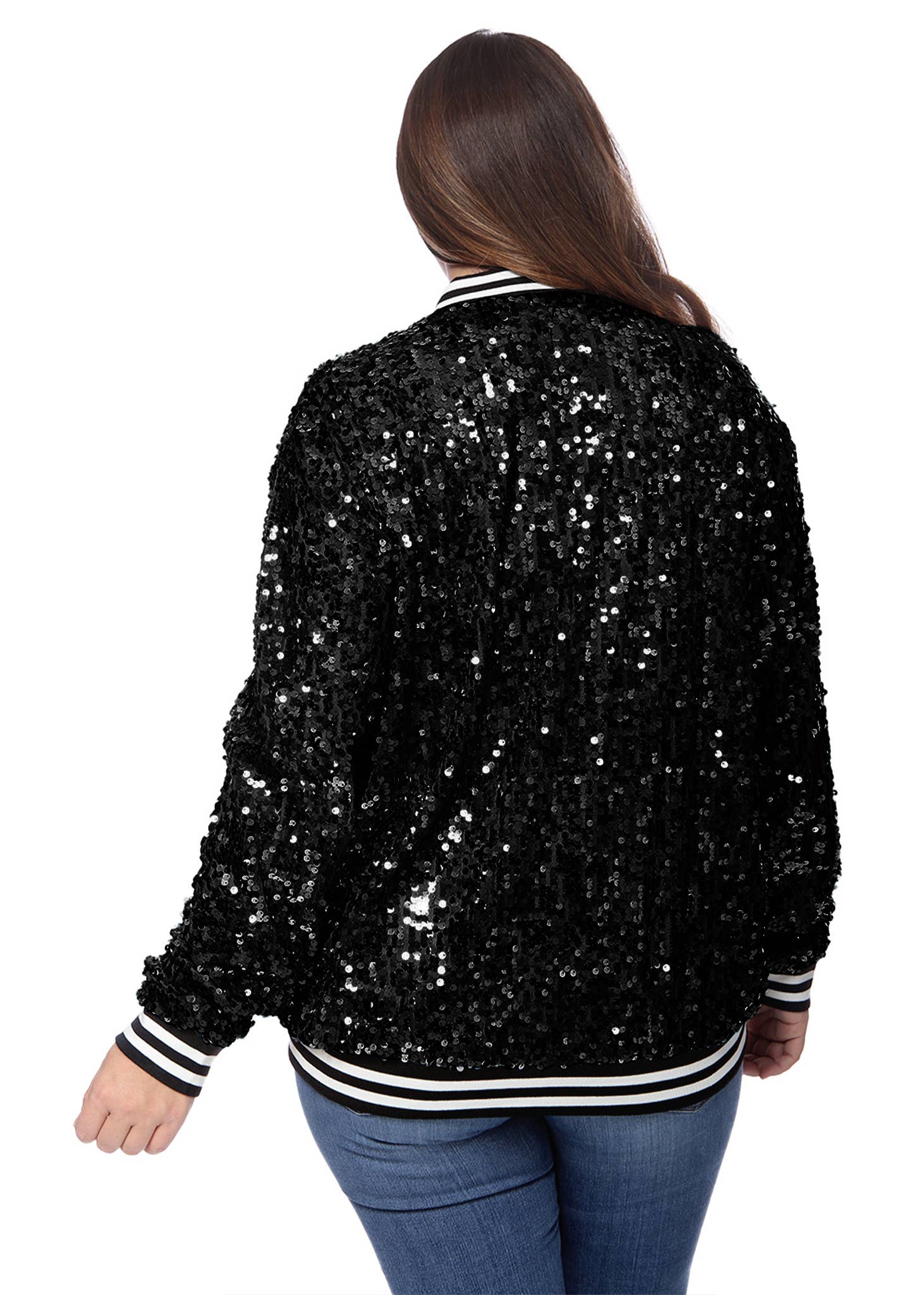 Anna Kaci Wholesale - Wholesale Bomber Jacket - Women's - Plus Size Sequin Bomber Jacket59