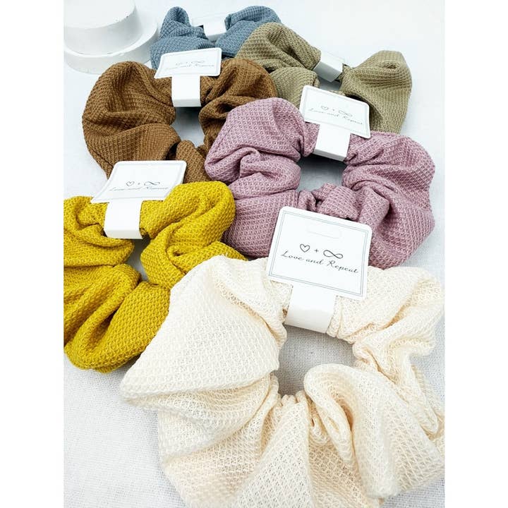 MIX COLOR Waffle Textured Soft Scrunchies for wholesale on Faire