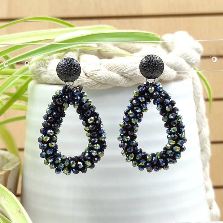 LeFah design - Wholesale Dangle Earrings - Earring Freyja black/ colorful shimmer small (Copy)