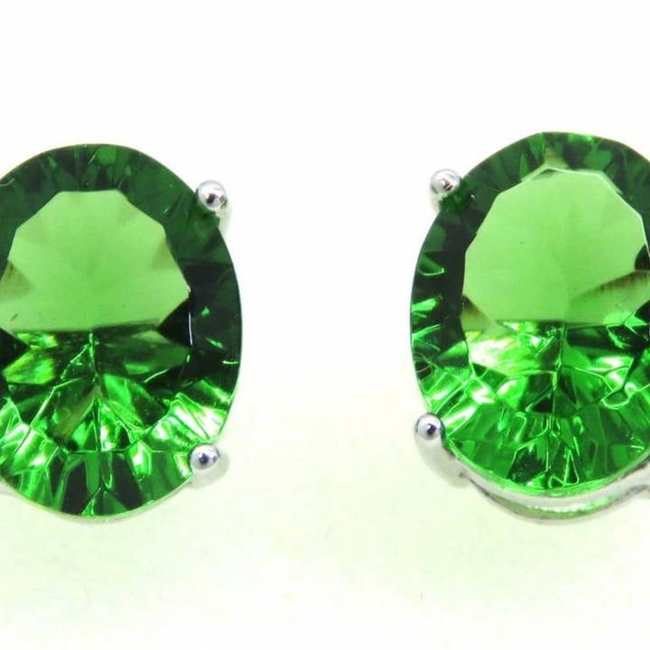 E10810P Green Helenite May Birthstone Stud Earrings for wholesale by Twan Kee Jewelry