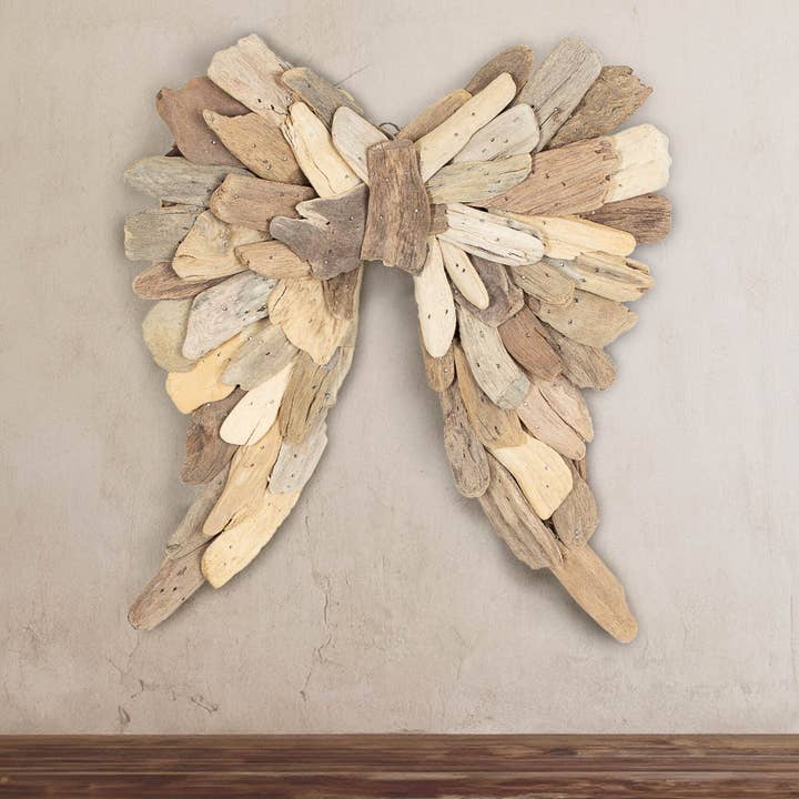 Factory Direct Craft - Vente Décorations de table - Ailes d'ange en bois rustique naturel fait main - 12" x 12"