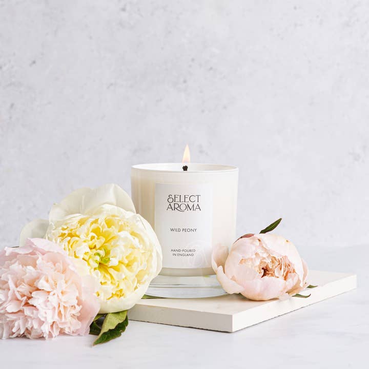 Wild Peony Luxury Soy & Coconut Wax Candle for wholesale by SELECT AROMA