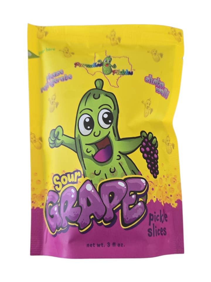 Sour Grape Pickle Snacks! for wholesale by Paradise Pickles LLC