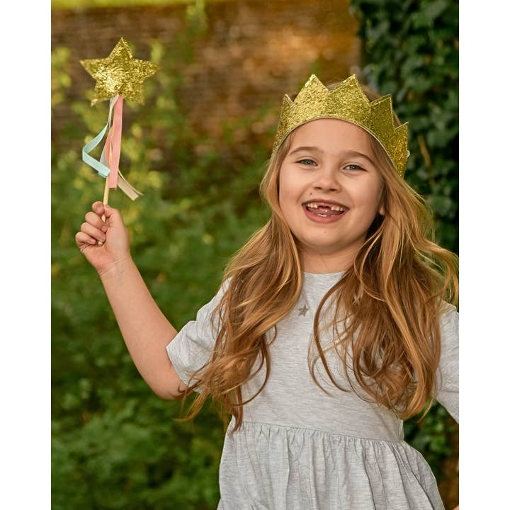 A is for Alice Costumes - Wholesale Party hat/crown - Gold Glitter Crown - Kids Dress Up Accessory4