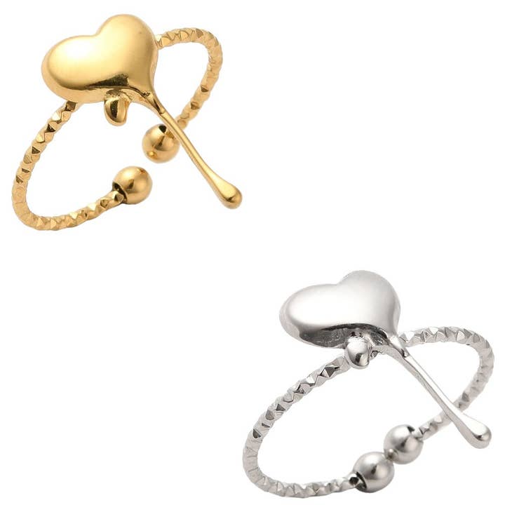 Annie Austen | Jewelry • Accessories - Wholesale Band/Stacked Ring - Drippy Heart Ring | Adjustable
