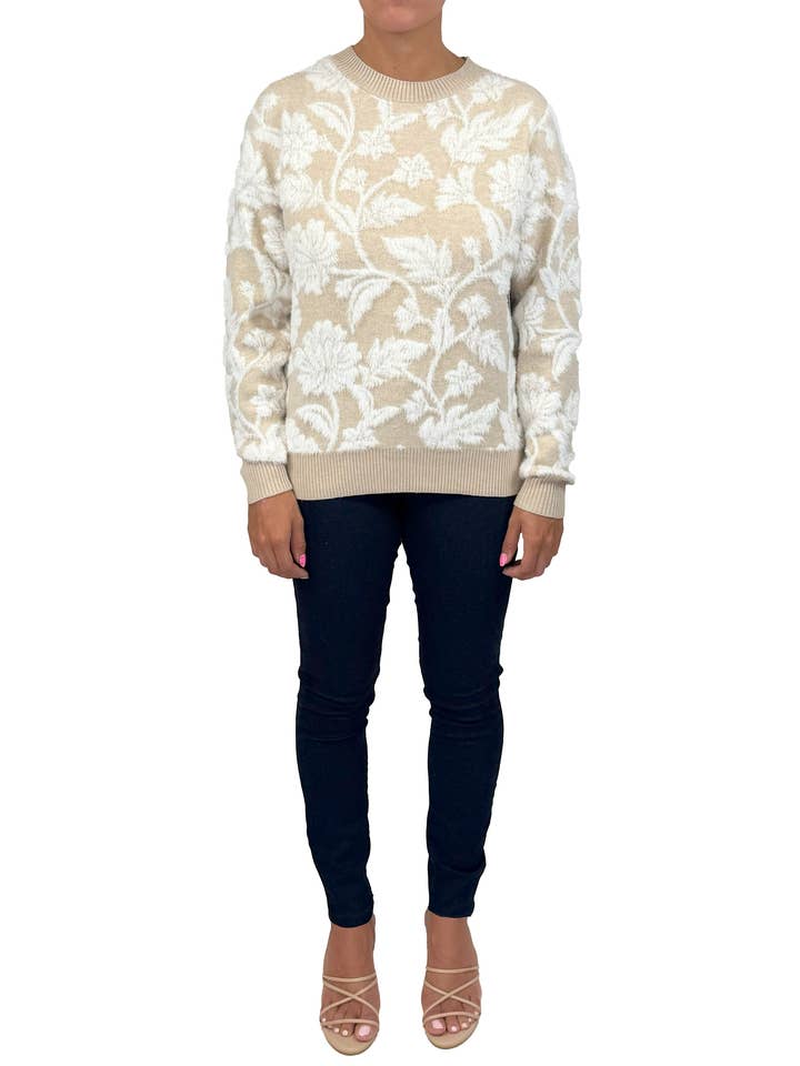 HAI5760-S - - Floral Jacquard Sweater A3638 for wholesale by K & C Clothing, Inc.