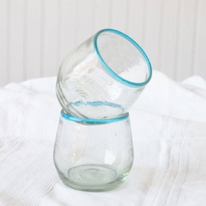 Aqua Rim Roly Stemless Wine Glass | Barware | Glassware for wholesale by Sobremesa