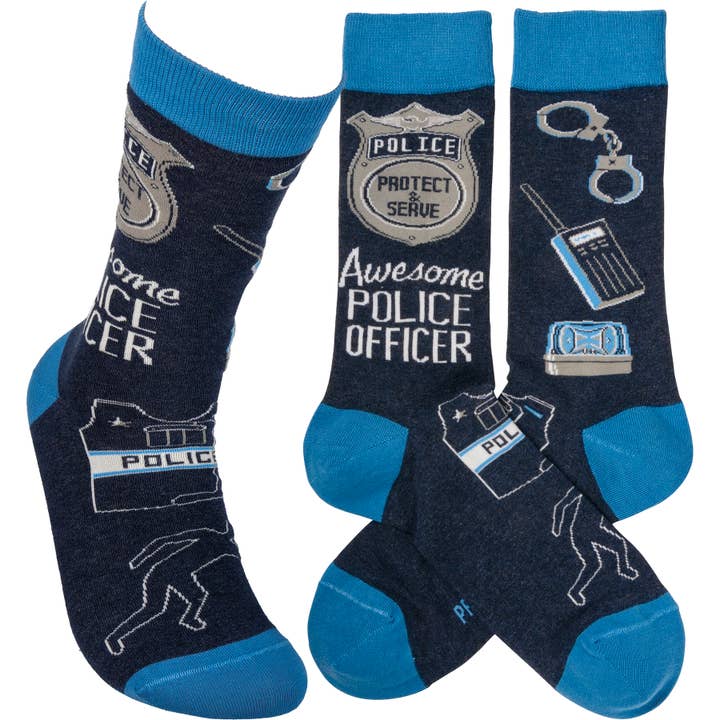 Primitives by Kathy - Wholesale Socks - Unisex - Awesome Police Officer Socks
