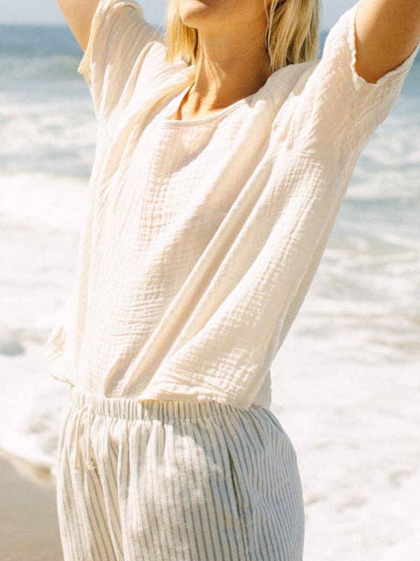 OceanusSwim - Wholesale T-Shirt - Women's - Loose Short Sleeves Solid Color Round-Neck T-Shirts Tops8