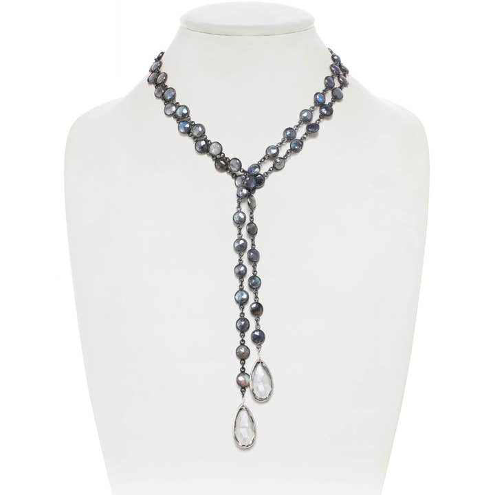 Labradorite Bezel Lariat for wholesale by Rachel Reinhardt