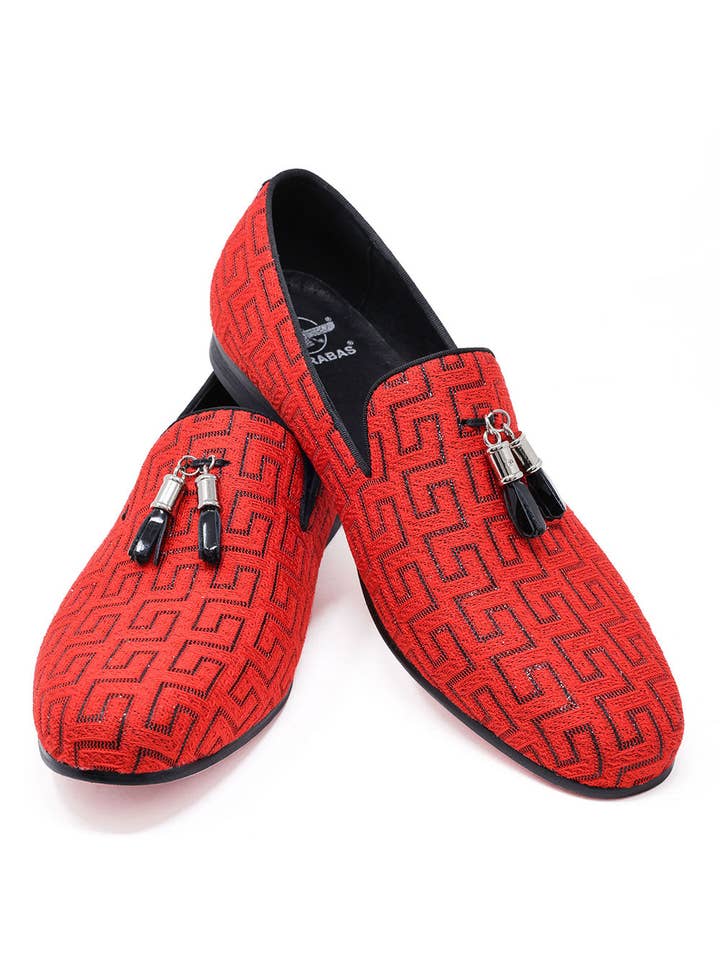 Men's Rhinestone Greek key Baroque Tassel Loafer Shoes SH3087 for wholesale by BARABAS
