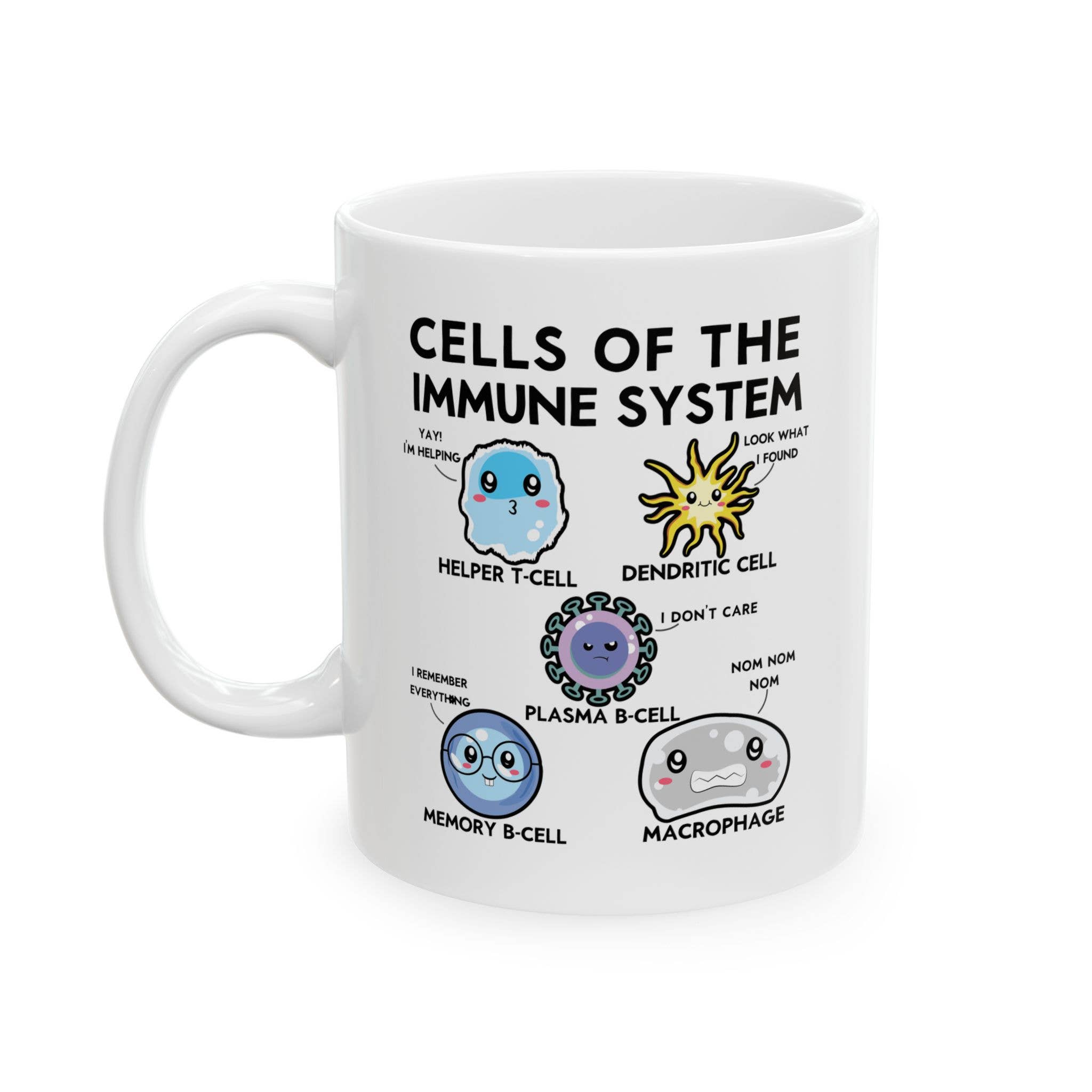 Laughable Printables - Wholesale Coffee Mug - Cells of the Immune System Coffee Mug, Funny Biology Gifts0