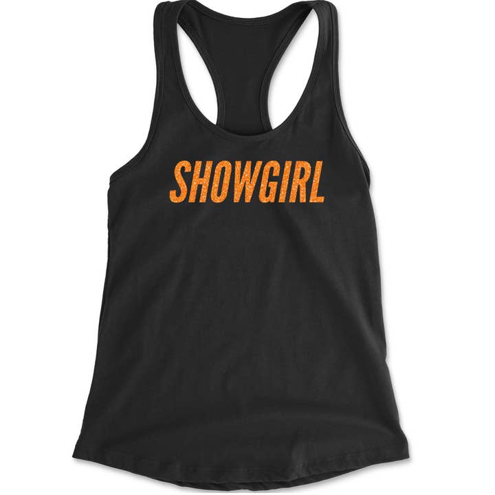 Débardeur dos nageur à paillettes orange Showgirl pour femmes pour la vente par Expression Tees