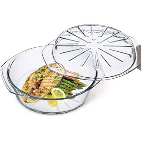 Casserole ronde Simax avec couvercle en verre perforé 2,5 pintes pour la vente par Kadra Kitchenware