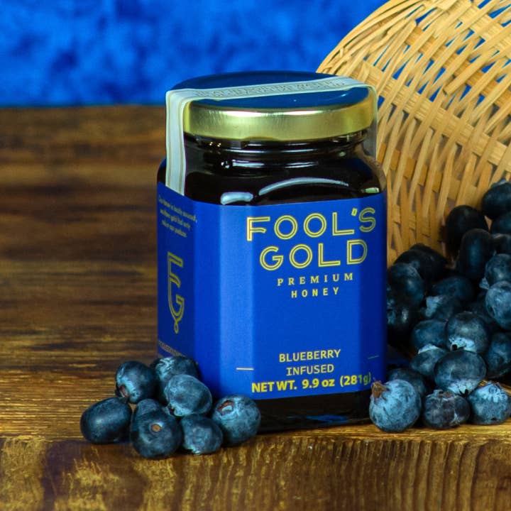 Fool's Gold Honey – Engroshandel Honning – Blåbærinfunderet rå honning - 9,9 oz 1