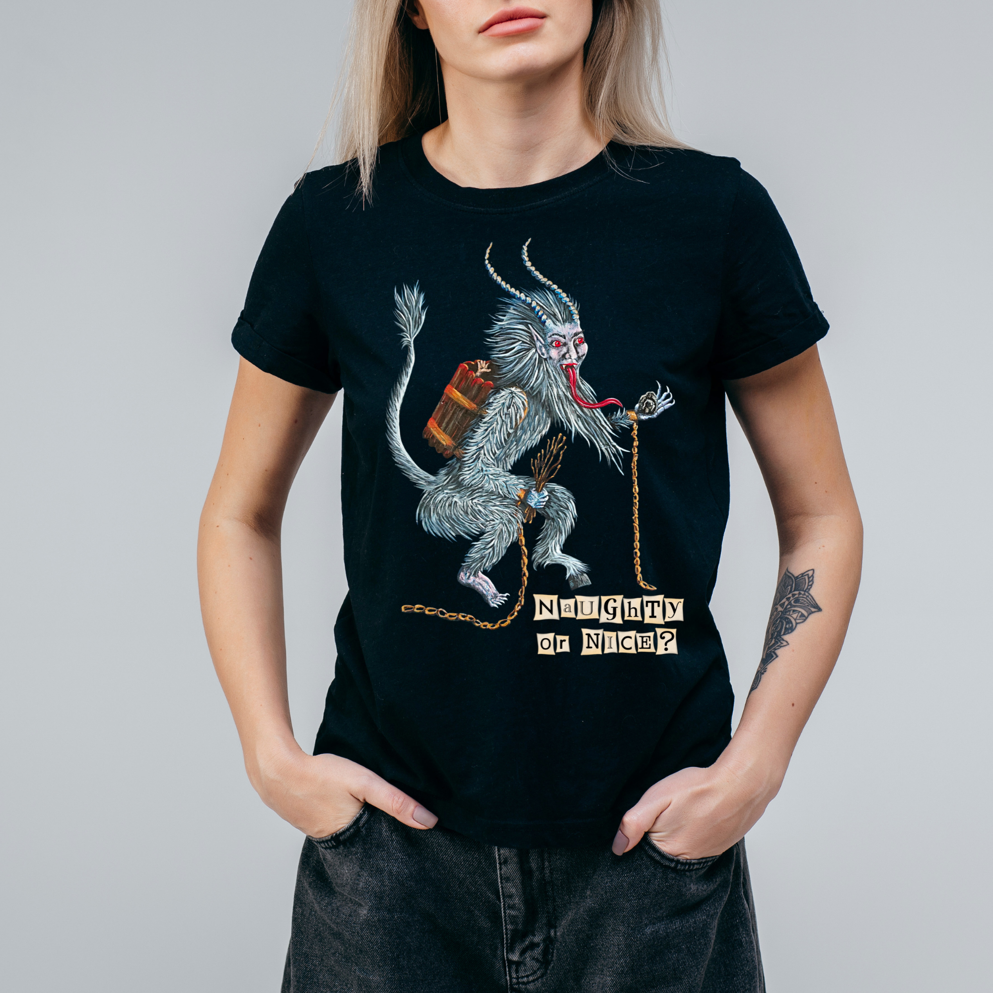 Hannah Kate Makes - Wholesale T-Shirt (Graphic) - Unisex - Krampus T-shirt - Black - 100% Cotton - Regular/Fitted Tee5