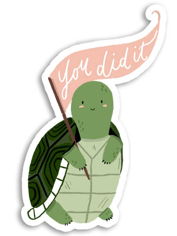 You Did It Turtle Clear Vinyl Sticker for wholesale by peach & paperie