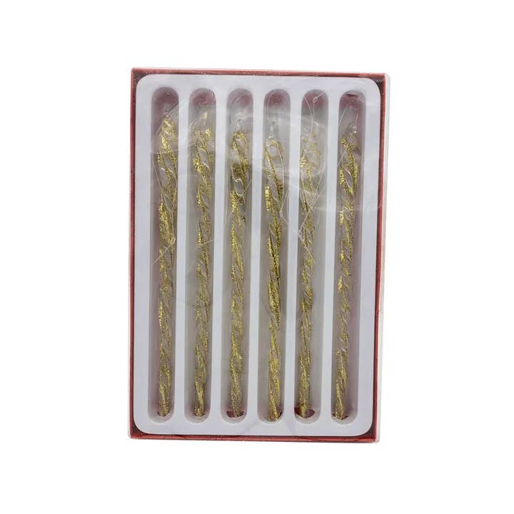 7" Glass Twist Gold Icicle Ornament 6Pc for wholesale by Kurt S. Adler, Inc.