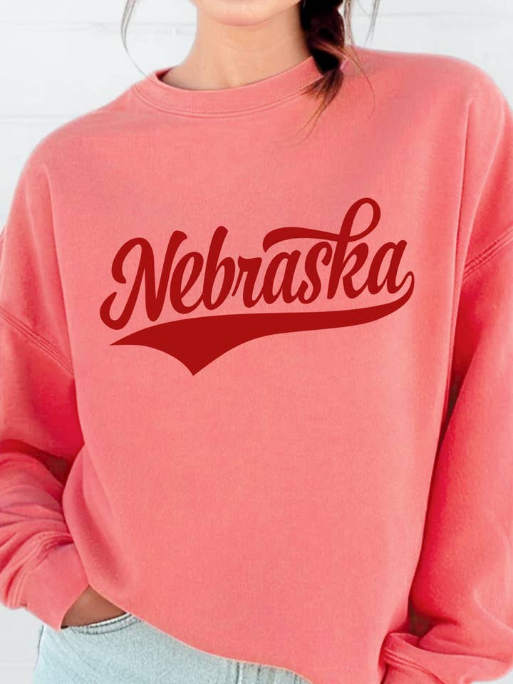 NEBRASKA PUFF GRAPHIC BRUSHED SWEATSHIRTS for wholesale by Rustee Clothing