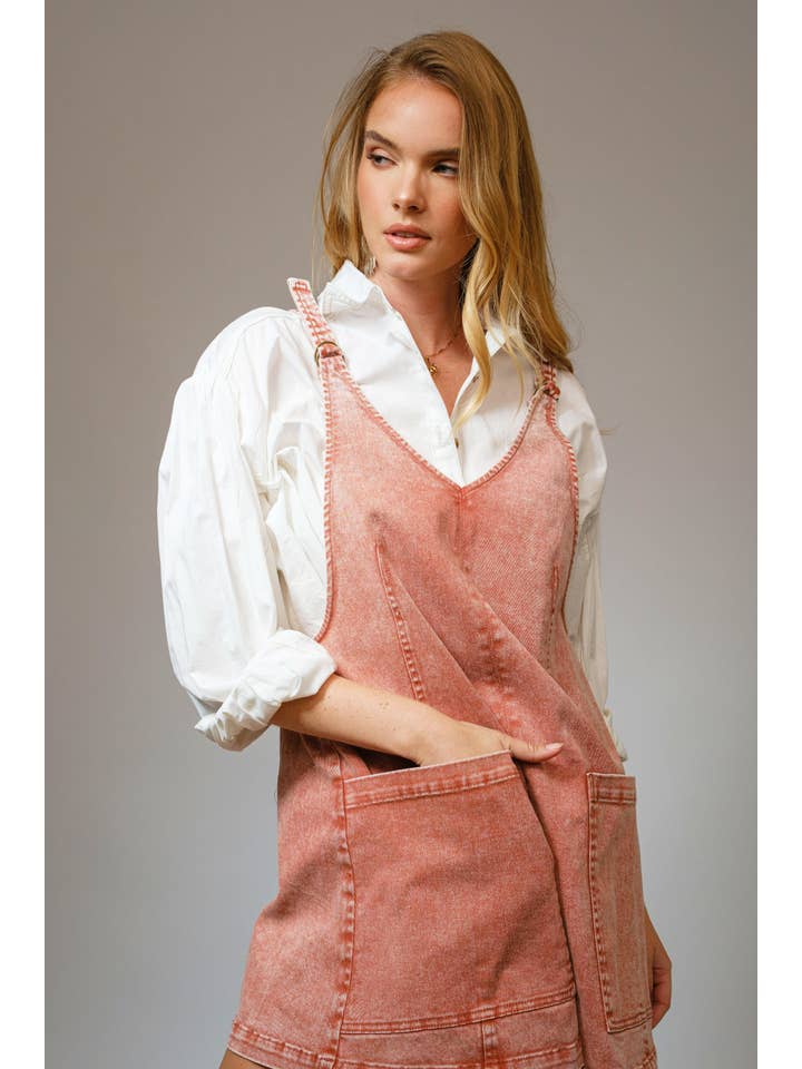 CANYON CLAY 23315D - Garment Washed Denim Overall Dress for wholesale on Faire5