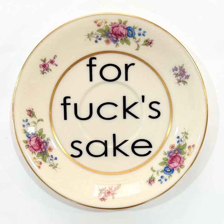 Assiette Vintage à Jurons – "putain de merde" Décor Récupéré pour la vente par Un Peche Mignon