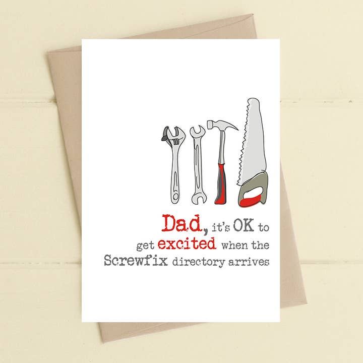 Papà & Elenco Screwfix - Biglietto di Auguri per la vendita all'ingrosso da parte di Dandelion Stationery