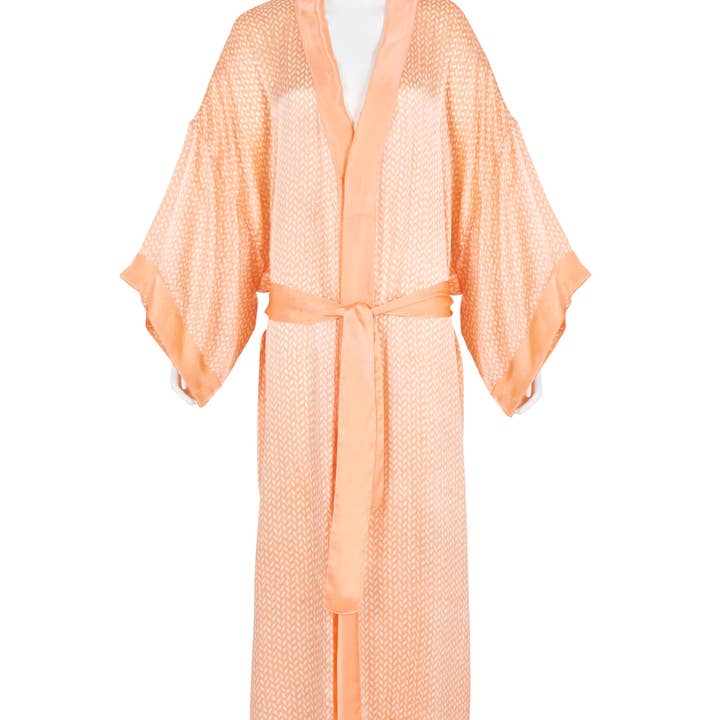zijden kimono garuda, abrikoos voor wholesale door LINDA HERING