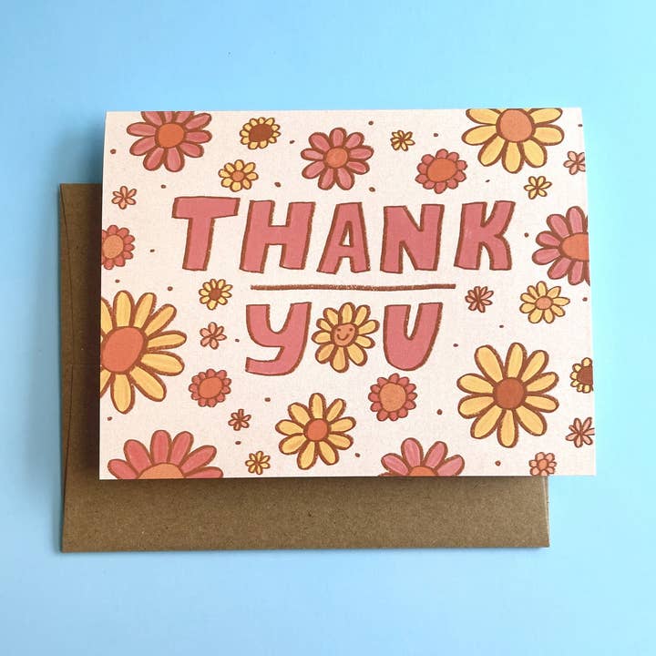 Retro Flower Thank You Card for wholesale by Aviate Press